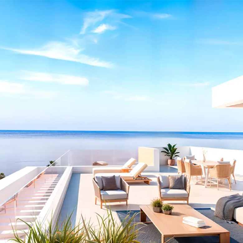 A balcony overlooking the Mediterranean