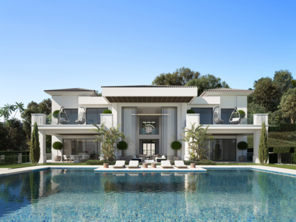 Exklusives Luxusvillenprojekt mit Panoramablick auf das Meer in erster Golflinie in Los Flamingos, Benahavís