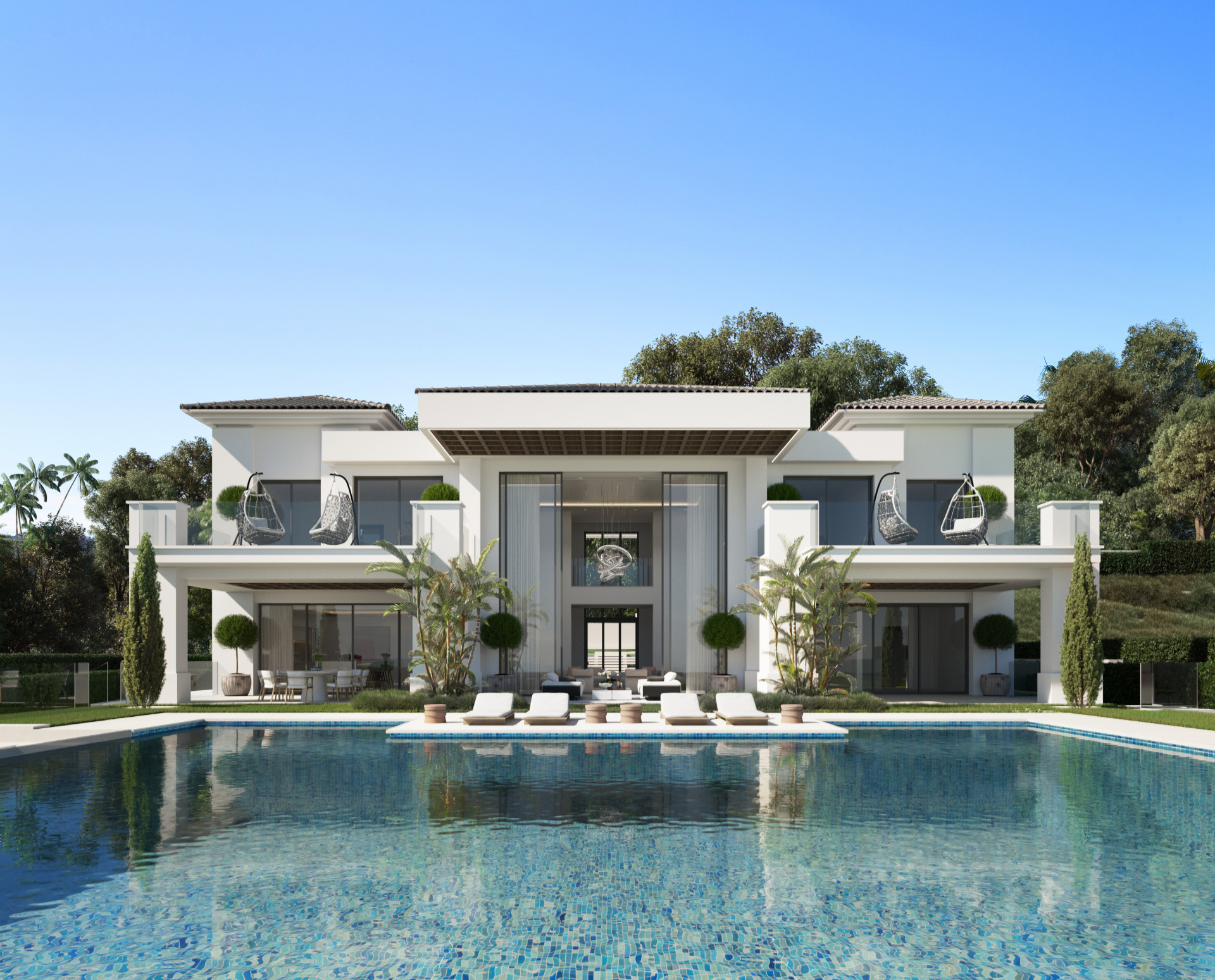 Exklusives Luxusvillenprojekt mit Panoramablick auf das Meer in erster Golflinie in Los Flamingos Benahavis 3