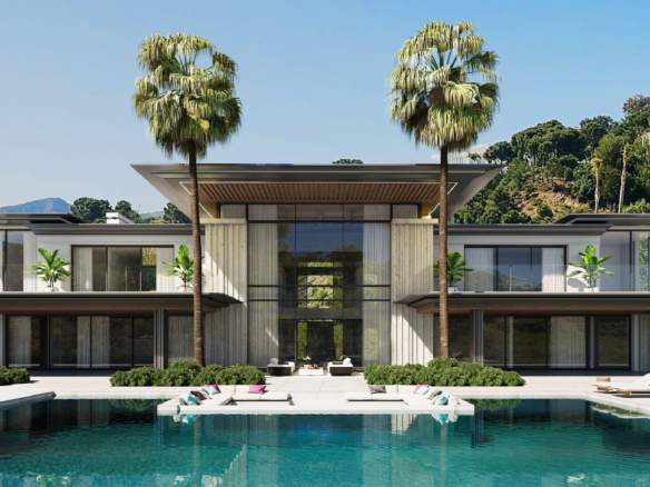 Exquisites Sechs-Schlafzimmer-Villa-Projekt im Marbella Club Golf Resort mit atemberaubendem Panoramablick auf das Meer.