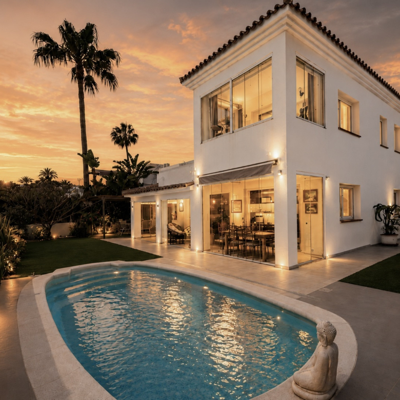 Beachside Villa with Sea Views and Rooftop Solarium in El Saladillo