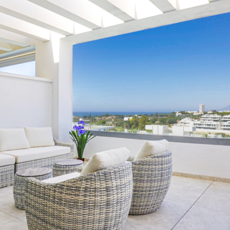 Contemporary penthouse with terrace and solarium both with panoramic views of the Mediterranean Sea in top location