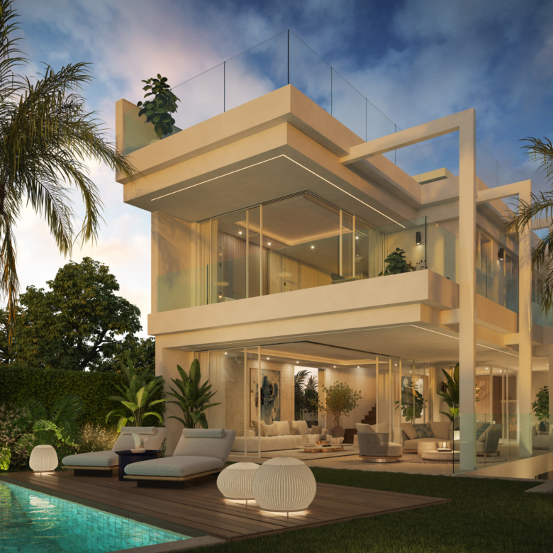 Luxusvilla in Marbella, im Stadtteil Valdeolletas, mit privatem Pool und Panoramablick auf das Meer