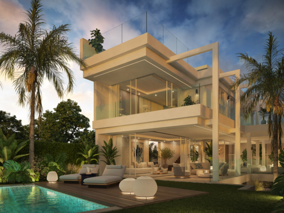 NARA MARBELLA: Exklusive Anlage von 8 Luxusvillen in Valdeolletas, Marbella, mit privatem Pool und Meerblick