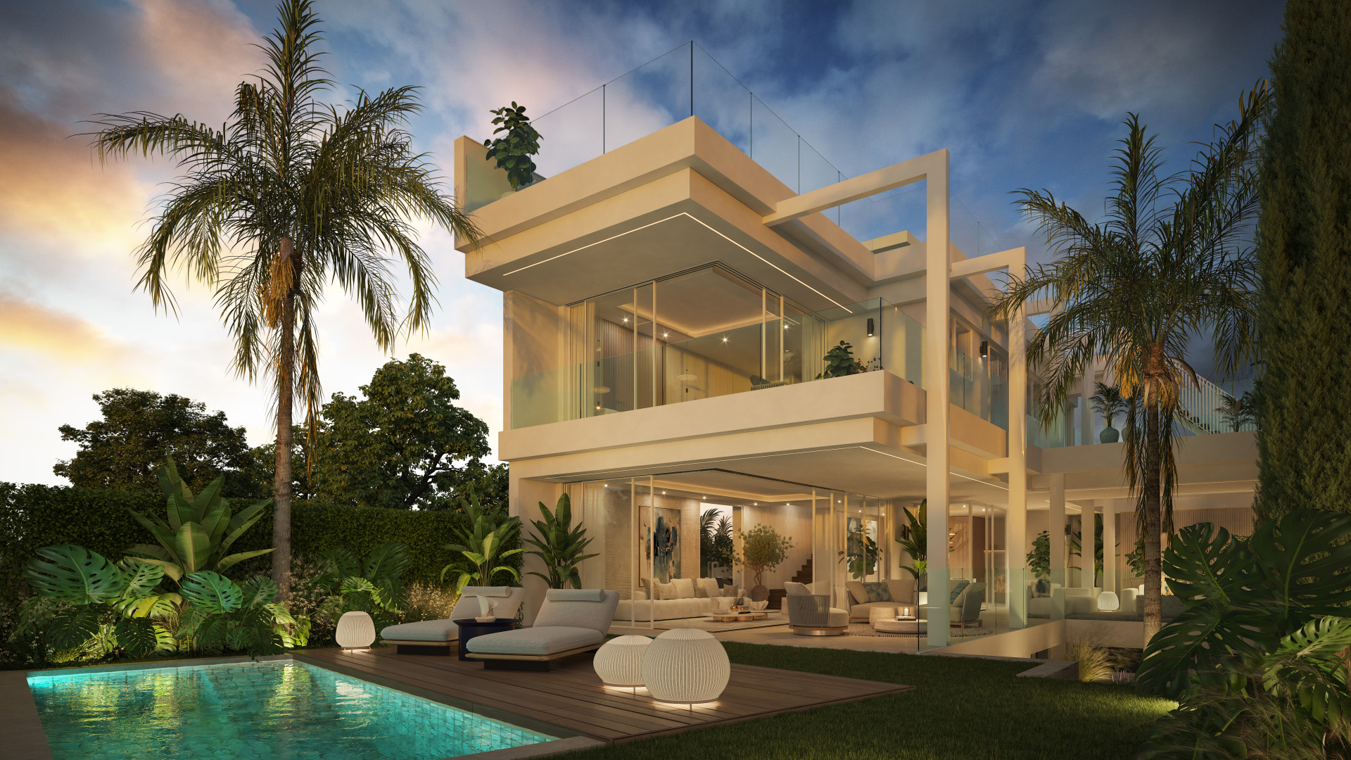 NARA MARBELLA Exklusive Anlage von 8 Luxusvillen in Valdeolletas Marbella mit privatem Pool und Meerblick