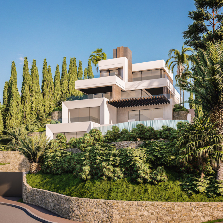Off-plan contemporary minimalist villa, 1146 m2 built area, walking distance to Puerto Banus, unbeatable location