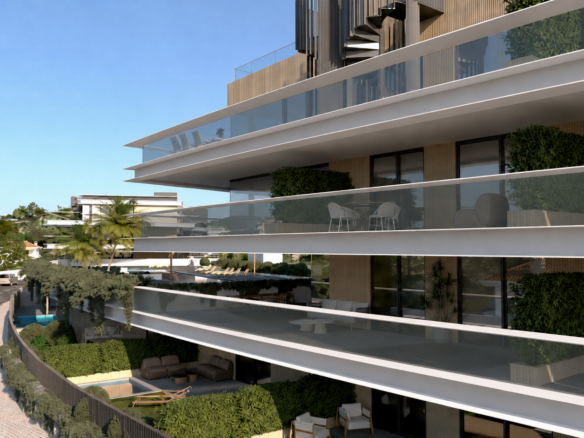 Modern ground-floor apartment with a large terrace, garden and private pool in Los Hidalgos, Manilva