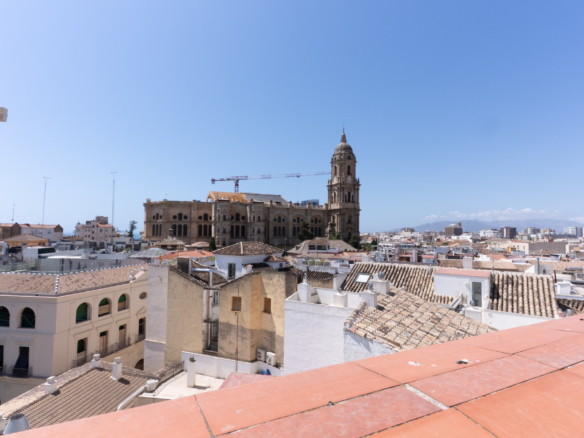 We present this apartment in a quiet pedestrian street of the Historical Center of Malaga. From the interior you enjoy direct views of the Cathedral, and the building dis