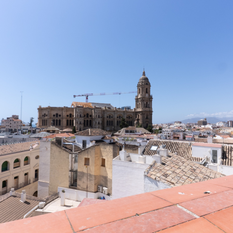 We present this apartment in a quiet pedestrian street of the Historical Center of Malaga. From the interior you enjoy direct views of the Cathedral, and the building dis